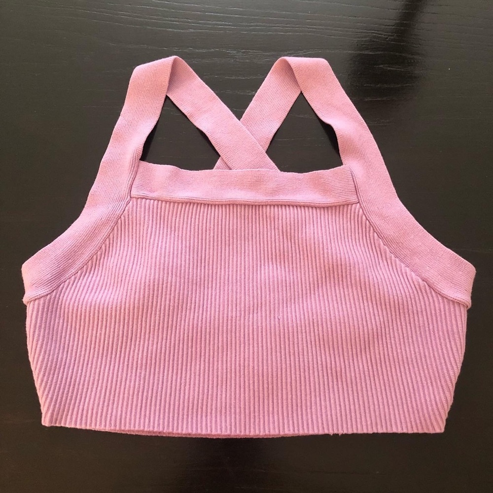 house of harlow lavender wide strap cross crop top